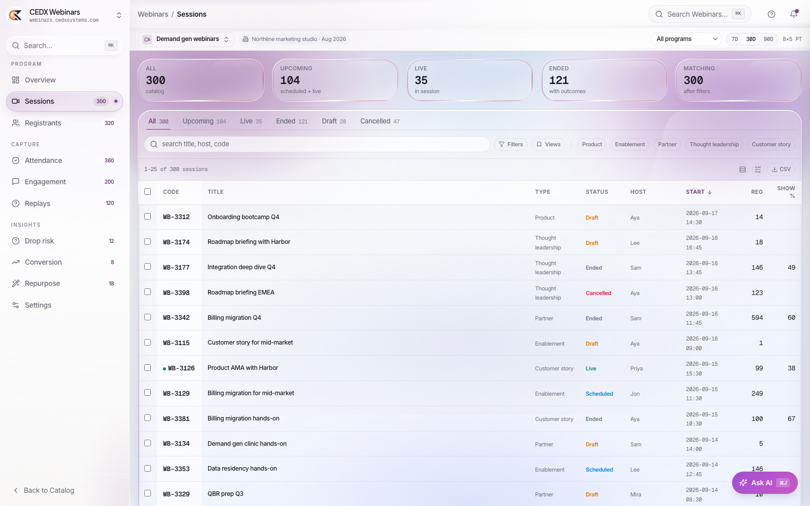 A catalog, not a calendar invite